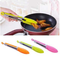 Silicone Kitchen Cooking Salad Utensils BBQ Clip Stainless